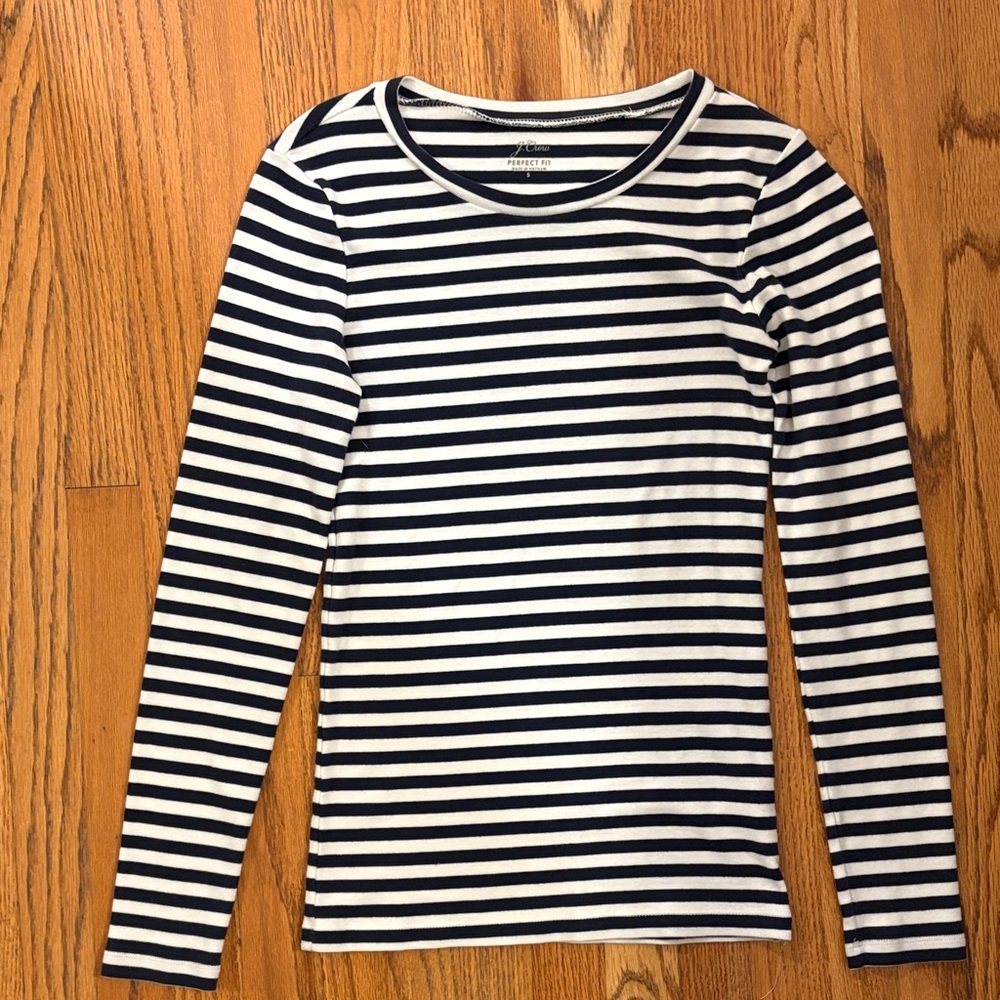 J. Crew Navy and White Striped Top